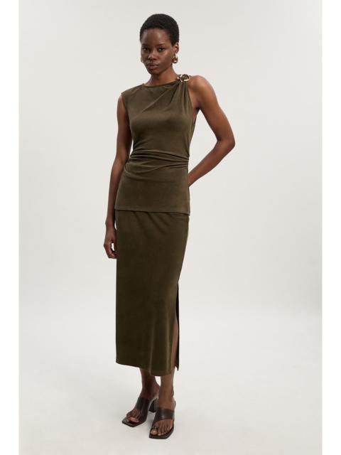 KAREN MILLEN Brushed Textured Jersey Midi Pencil Skirt