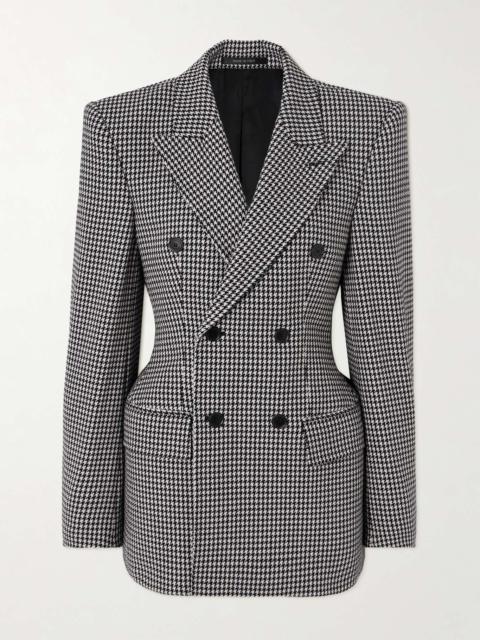 Hourglass houndstooth double-breasted wool blazer Gray