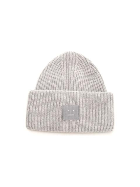 Face Logo Patch Ribbed Beanie