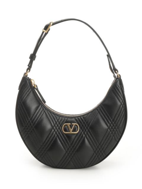 Valentino Mini Hobo | Quiltie 67 | Nappa Deluxe/A.Brass Logo Small Leather Goods Black