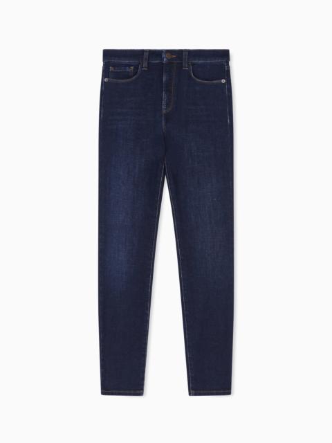 EMPORIO ARMANI J20 WORN-LOOK, STRETCH-DENIM SKINNY JEANS