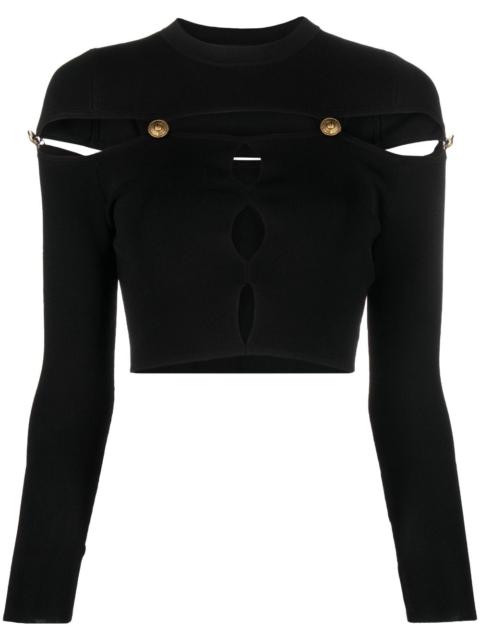 VERSACE JEANS COUTURE cut-out ribbed-knit cropped top