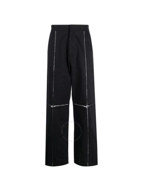 BLUEMARBLE Bluemarble Men's Black Metallic-Detail Wide-Leg Trousers