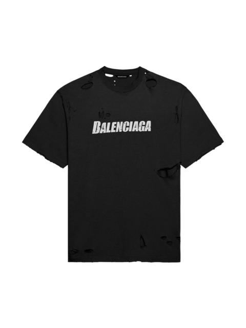 BALENCIAGA Balenciaga Caps Destroyed Flatground T-Shirt 'Black'