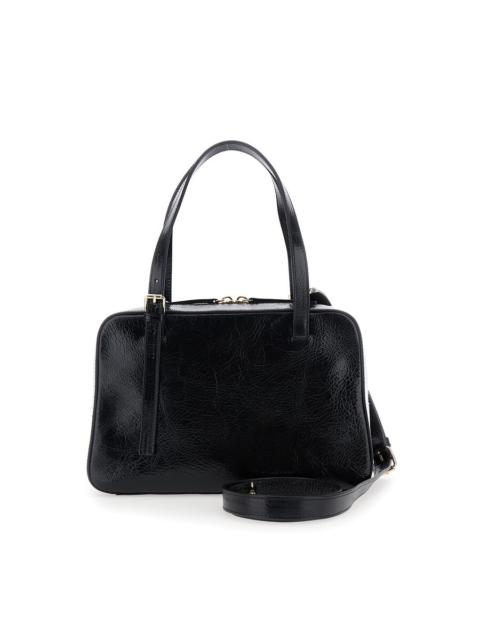 A.P.C. A.P.C. Virginie Black Shoulder Bag With Removable Shoulder Strap And Front Logo In Leather