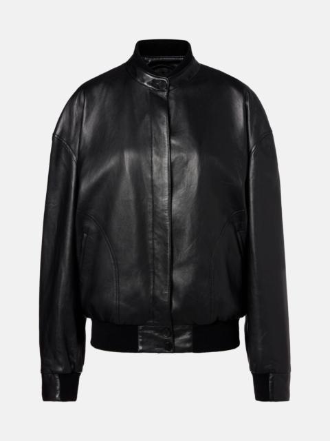 The Row Eleonora leather bomber jacket
