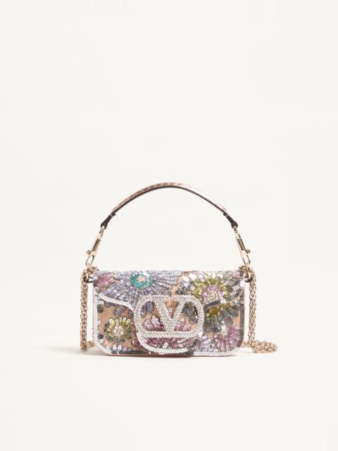 Valentino VALENTINO GARAVANI LOCÒ SMALL EMBROIDERED SHOULDER BAG WITH JEWEL LOGO