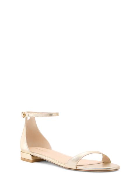Stuart Weitzman Stuart Weitzman Nudist Flat Ankle Strap Sandal in Light Gold. at Nordstrom
