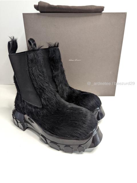 Rick Owens 💥*SAMPLE* BLACK CALF HAIR FUR BEATLE BOZO TRACTOR BOOTS