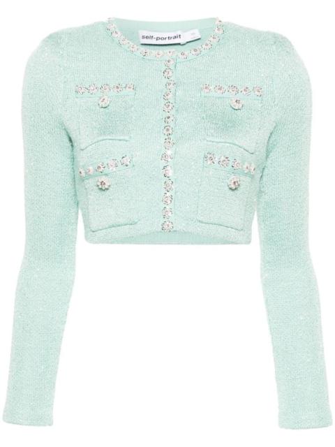 SELF-PORTRAIT CROPPED CARDIGAN WITH SEQUINS