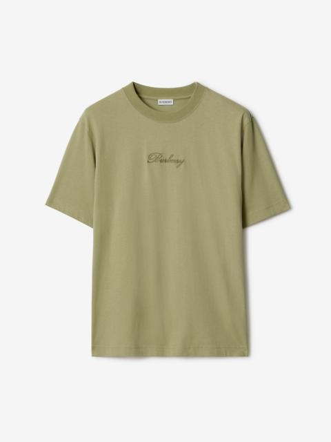 Burberry Check Cursive Logo Cotton T-shirt