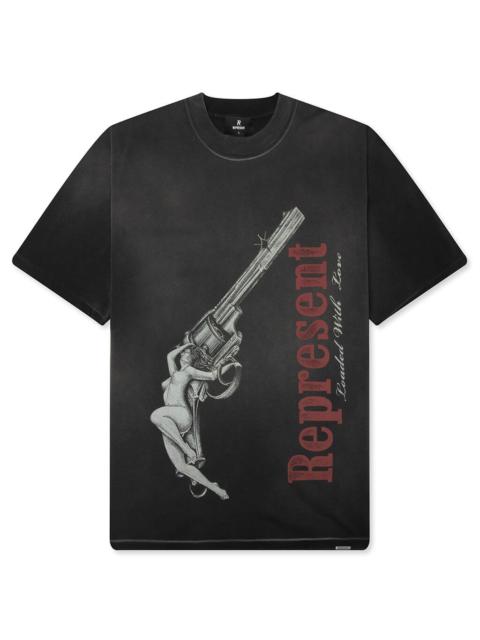 REPRESENT LOADED WITH LOVE T-SHIRT - STAINED BLACK