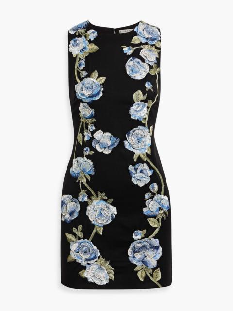 Alice + Olivia Clyde embroidered twill mini dress