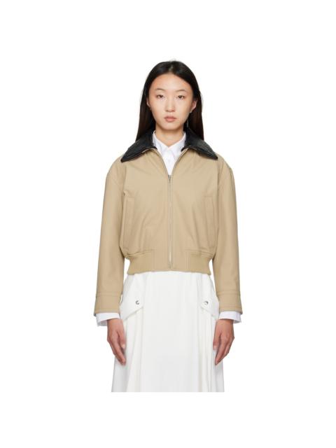 Beige Cotton Twill Blouson Jacket