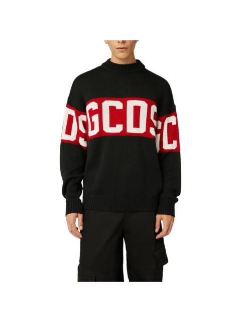 GCDS Wool Logo Band Sweater Black Red XS - NWT
