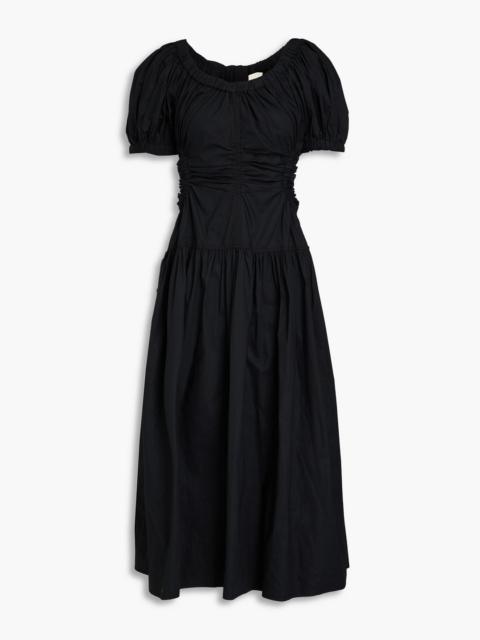 ULLA JOHNSON Golda cutout cotton-poplin midi dress