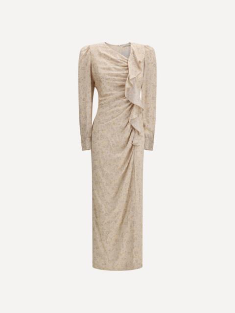 Alessandra Rich Jacquard Draped Dress with flounces