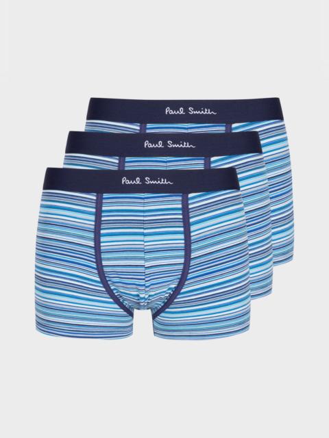 Paul Smith Blue Organic-Cotton 'Signature Stripe' Boxer Briefs Three Pack