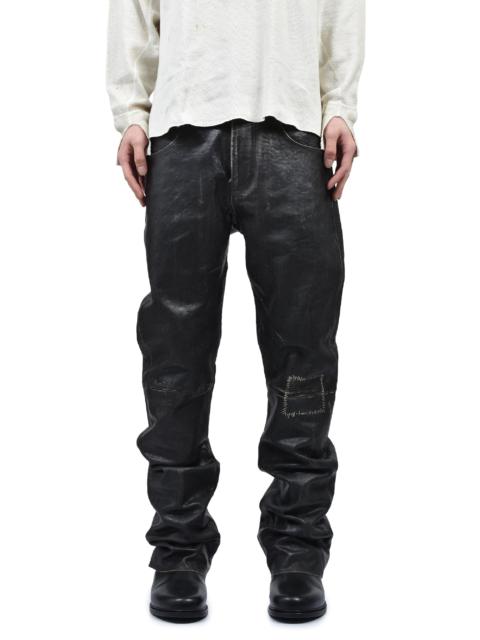 Enfants Riches Déprimés CRUST REPAIRED LEATHER FLARE JEANS / BLK SAND