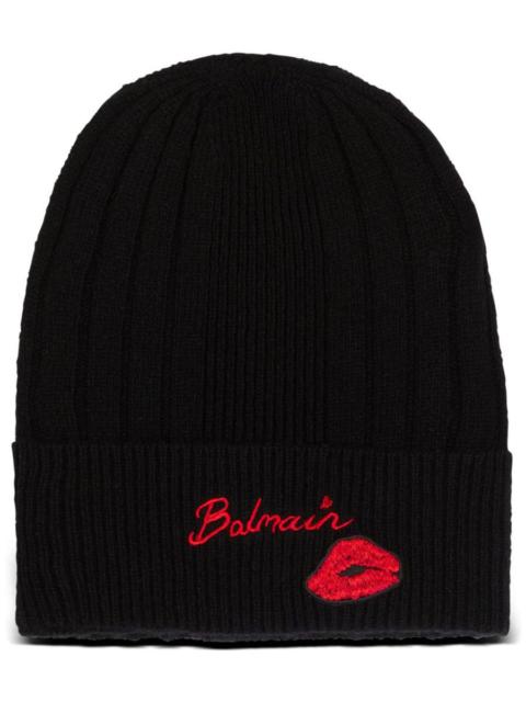 Balmain Cashmere And Wool Kiss Beanie With Embroidery