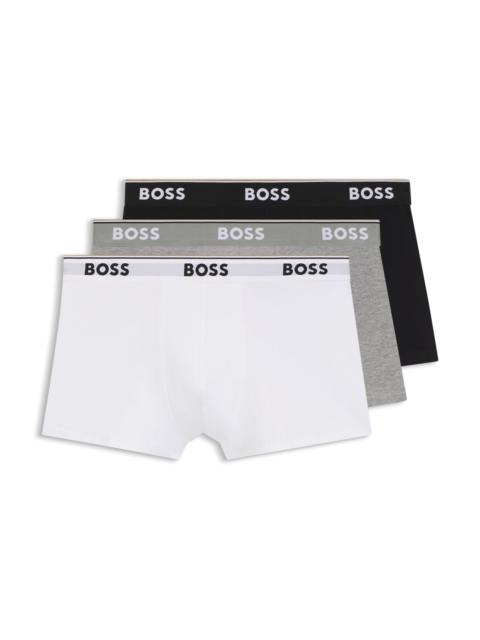 BOSS THREE-PACK OF STRETCH-COTTON TRUNKS WITH LOGO WAISTBANDS
