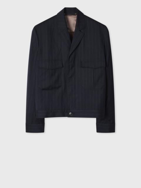 Paul Smith Navy Wool-Linen Pinstripe Jacket