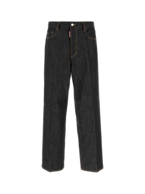 DSQUARED2 Dsquared Men Black Stretch Denim Loose Wide-Leg Jeans