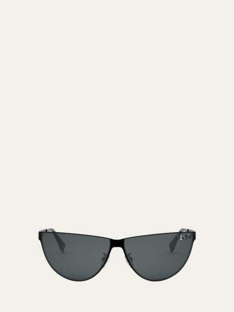 FENDI Men's Logo Cutout Metal Cat-Eye Sunglasses