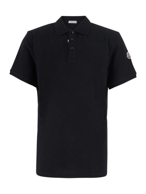 Moncler Moncler Men Black Polo Shirt With Classic Collar And Logo Patch On The Sleeve In Cotton For Men