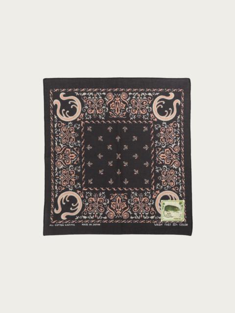 Kapital Fastcolor Selvedge Bandanna (Antler NAJA) 15x15 - Black