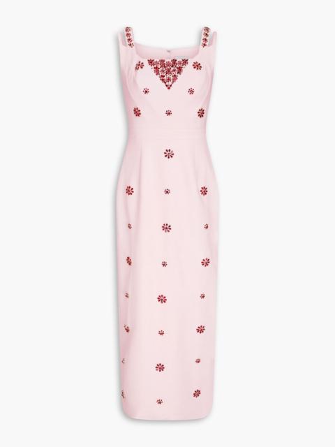 Other Designers Arlene crystal-embellished crepe midi dress