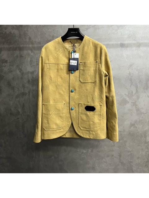 Louis Vuitton Louis Vuitton 2024 Khaki Letter Jacquard Crewneck Single-Breasted Casual Long-Sleeve Jacket