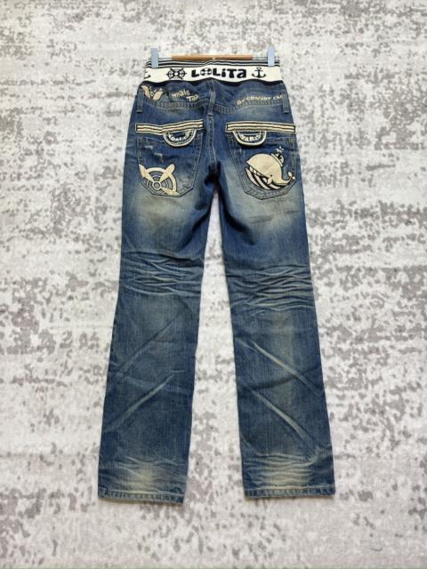 Hysteric Glamour Vintage Lolita Whale Tail Embroidery Waistband Denim Jeans
