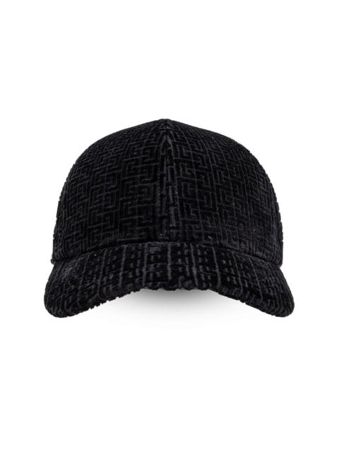 embossed logo-jacquard velvet cap