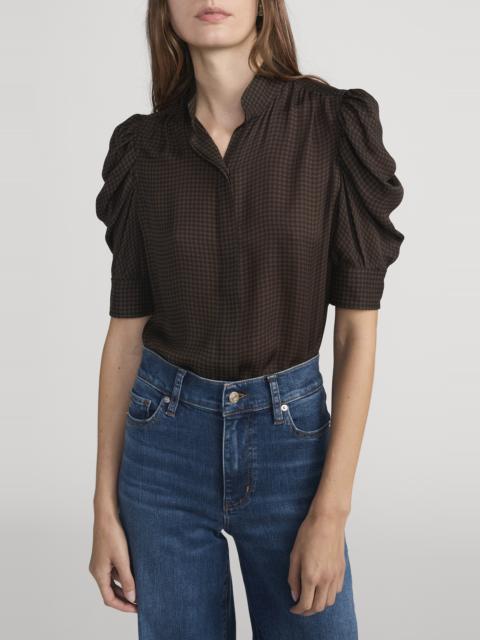 FRAME FRAME The Houndstooth Gillian Silk Button-Up Shirt in Americano Multi at Nordstrom