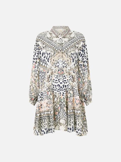 CAMILLA LONG SLEEVE TIERED SHORT DRESS