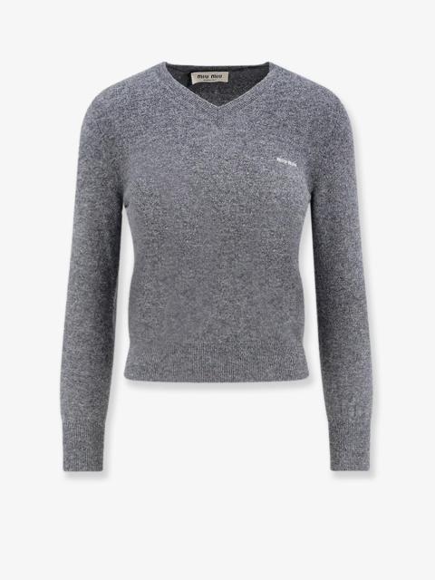 Miu Miu Miu Miu Women Wool Sweater With Logo Inlay