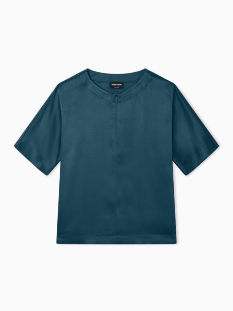 GIORGIO ARMANI SHORT-SLEEVED SHIRT IN DOUBLE-FACED SILK SATIN