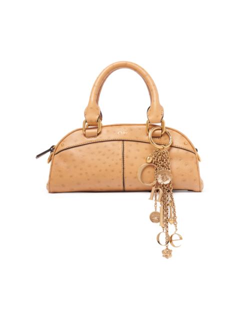 Chloé Charm-Detailed Calfskin Bowling Bag neutral