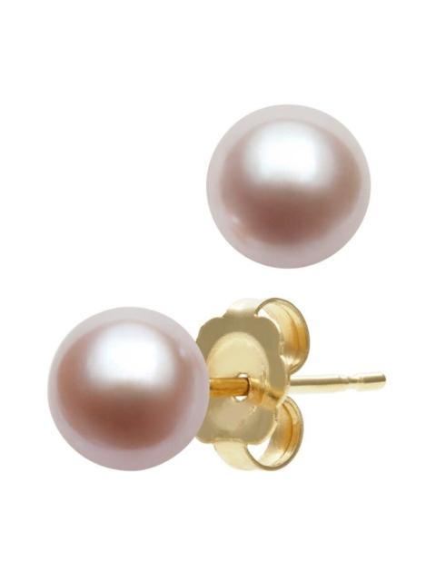 Other Designers Belacqua 6-6.5mm Pink Cultured Freshwater Button Pearl Stud Earrings in 14K Yellow Gold for Women