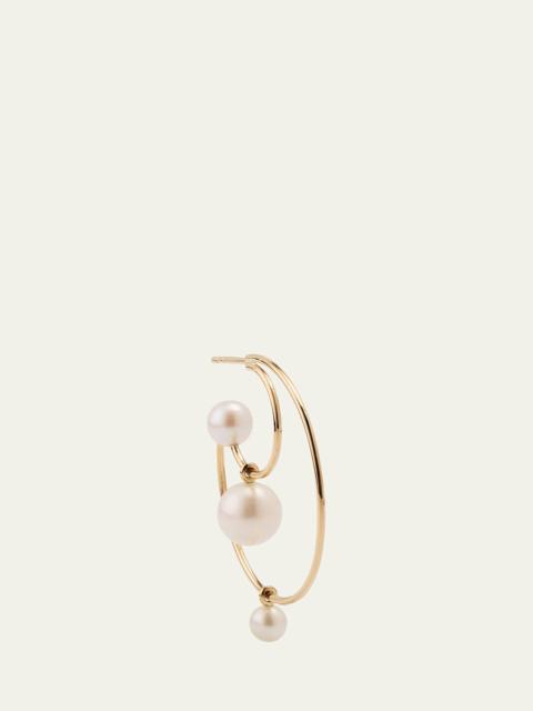 SOPHIE BILLE BRAHE Bain Perle Double Hoop Earring with Freshwater Pearls and 14K Yellow Gold, Single