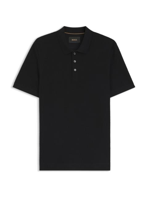 BOSS BASKET-WEAVE POLO SHIRT IN COTTON