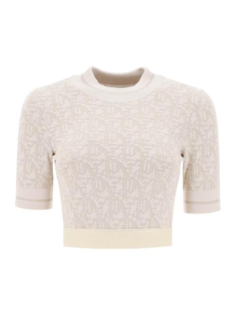 Palm Angels Monogram Cropped Top In Lurex Knit