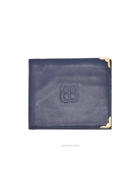 BALENCIAGA Balenciaga BB Logo Bifold Wallet - Navy Leather