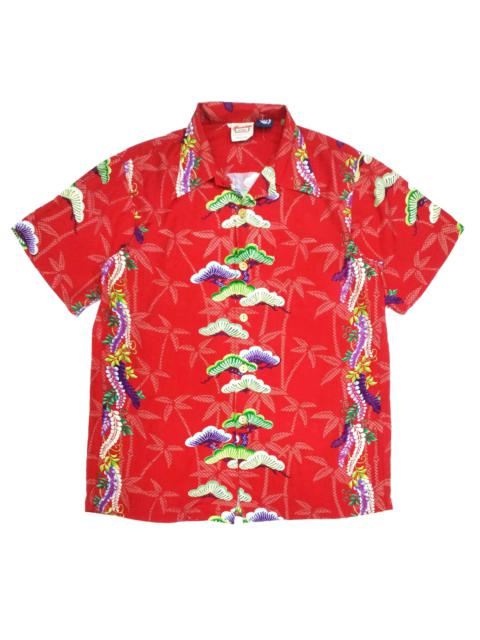 Other Designers Japanese Brand - ALOHA HAWAIIAN TROPICAL RED JAPANESE FLORAL HAWAIIAN SHIRT