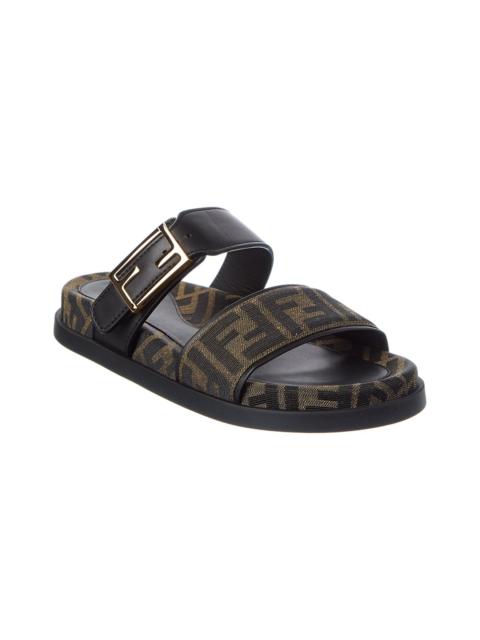 FENDI FENDI Feel FF Jacquard & Leather Sandal