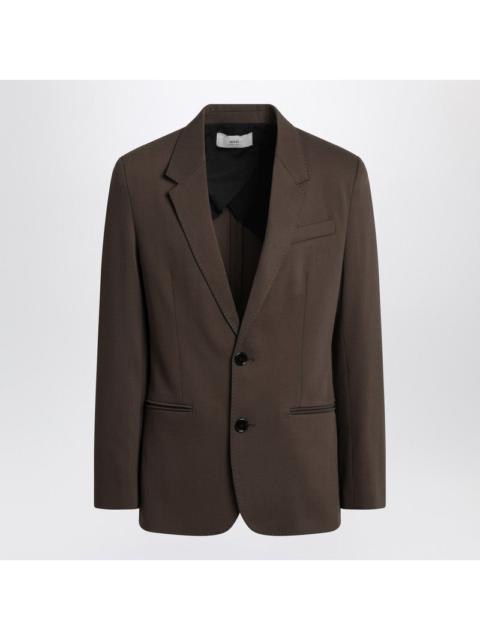 AMI Paris Ami Paris Single-Breasted Olive Black Wool Jacket Men