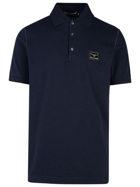 Dolce & Gabbana Navy Cotton Polo Shirt Man