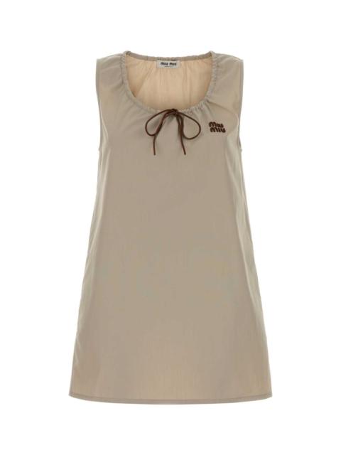 Miu Miu Miu Miu Women Cappuccino Cotton Mini Dress
