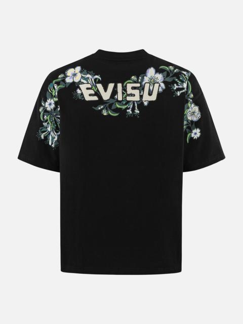 EVISU Floral Daicock and Logo Embroidery Loose Fit T-Shirt